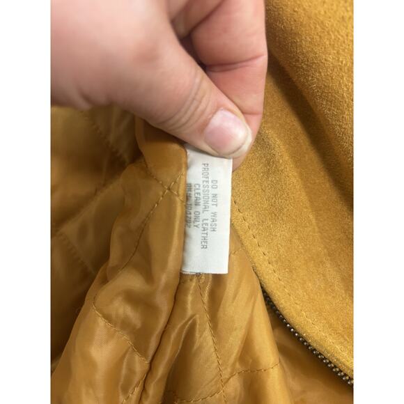 VINTAGE Leather Men’s Size L Tan Suede Jacket Boxy Zip Up 90’s Western Classic - Picture 13 of 15